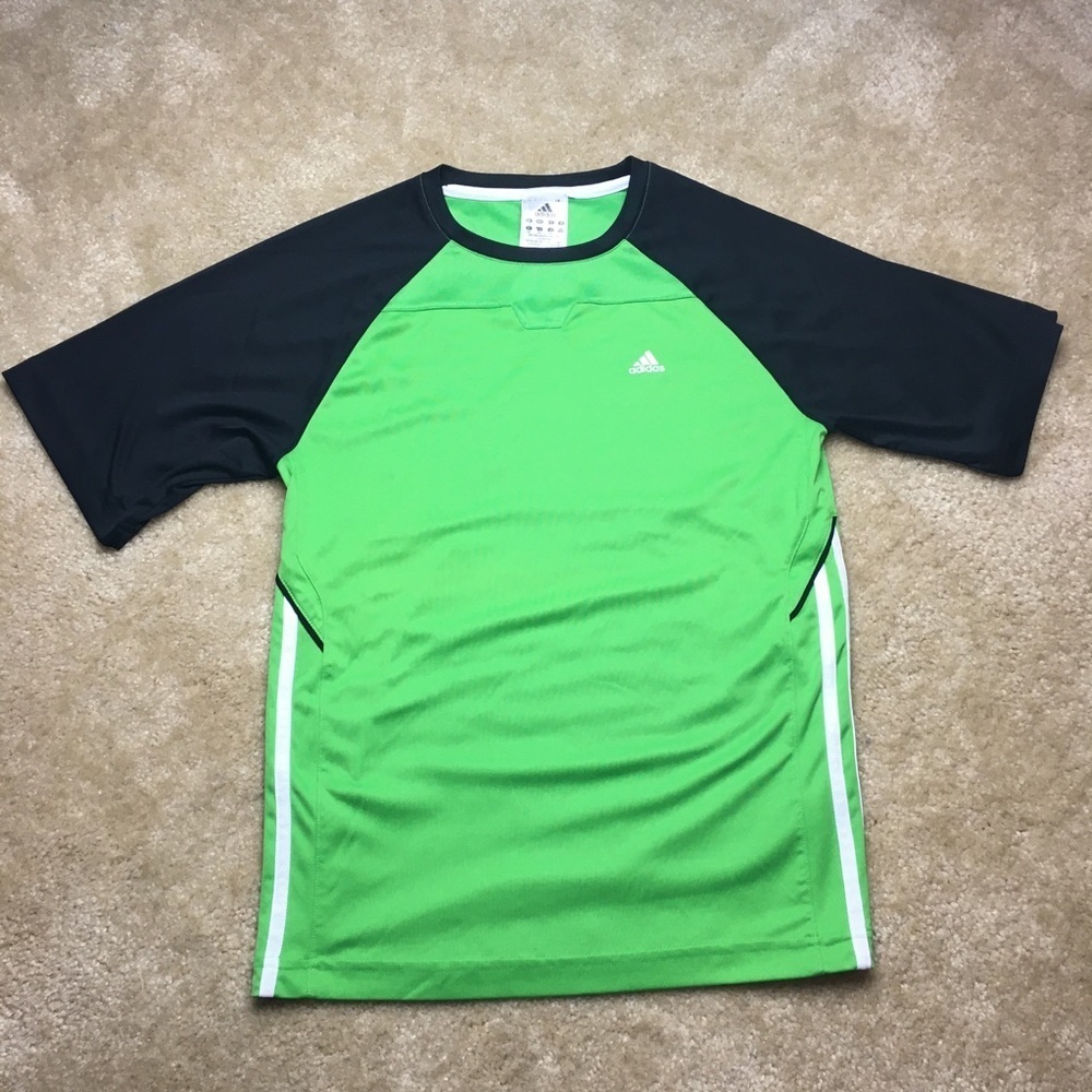 Adidas Green & Black Boys ClimaLite Tee Size Large
